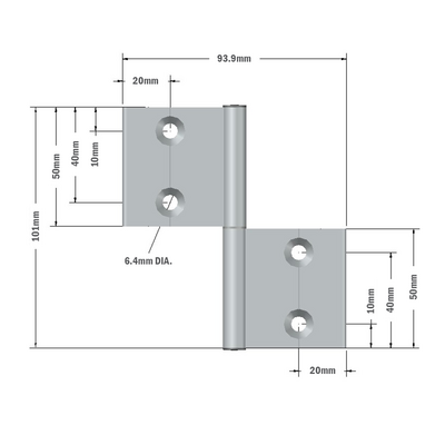 51-000-1 MODULAR SOLUTIONS ALUMINUM HINGE<br>45 LIFTOFF W/HARDWARE